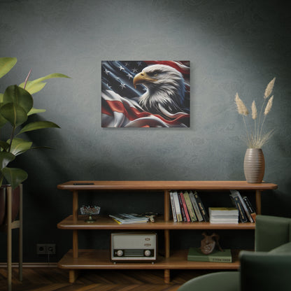Patriotic Eagle Gallery Wrapped Canvas Art - American Flag Wall Decor - Red White Blue - USA Pride - Holiday Gift -  4th of July Home Decoration - Veteran Gift -  USA Theme Art - Print On Sides - Mirror Sides -