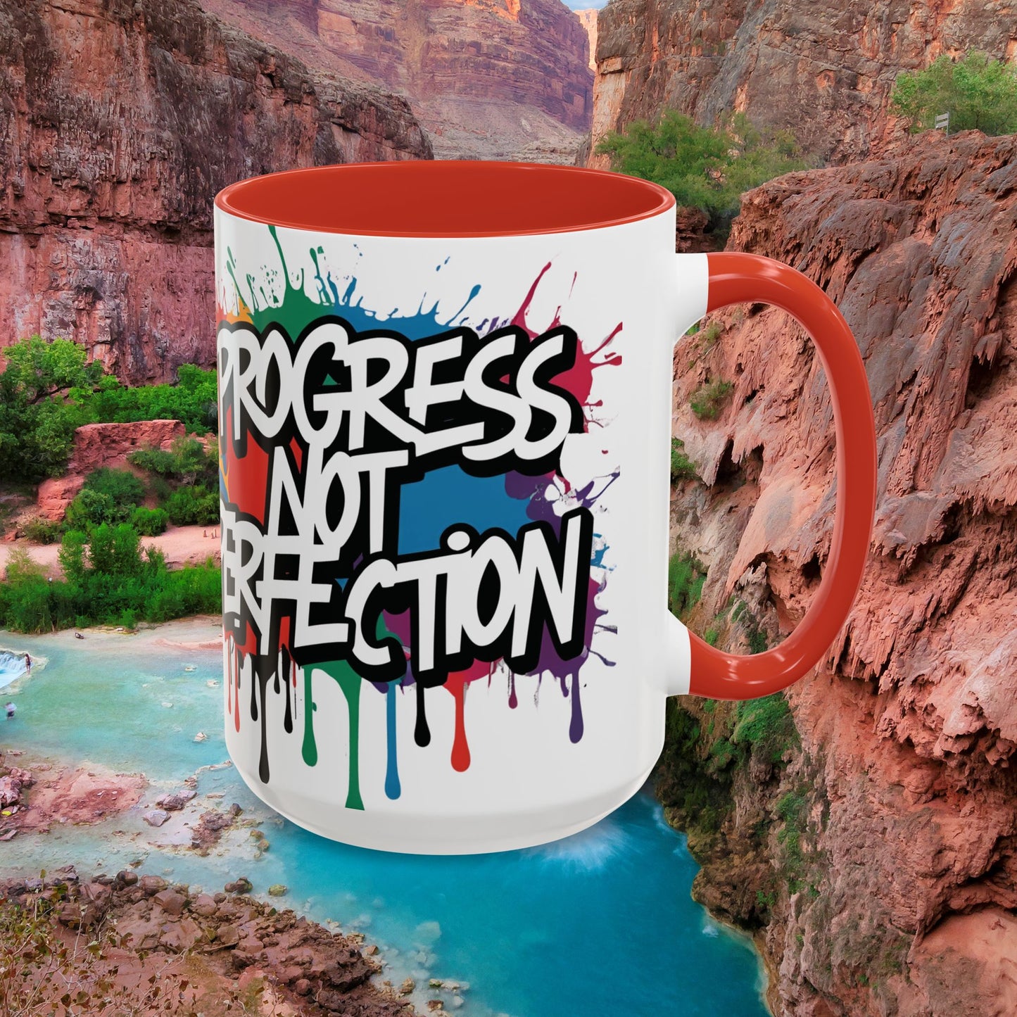 Vibrant   Ceramic  Mug    Inspirational      Let's Go!     Graffiti  Mug      Coffee Mug        Progress  Not  Perfection   Sizes   11oz  &  15oz    Birthday Gift   Graduation Gift    8  Different  Color Options