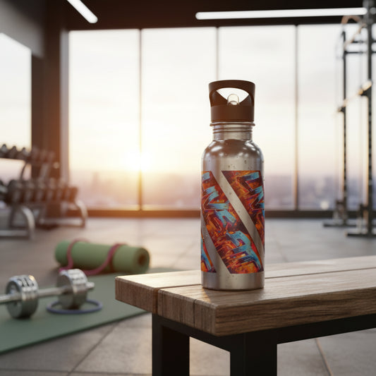 Vibrant - LIVE FIT - Stainless Steel  - 20oz - Water Bottle - Flip Top Spout - With Straw - Eco-Friendly - Fitness