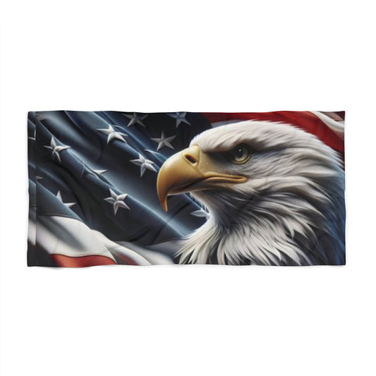 Patriotic Eagle Beach Towel - USA Flag Design -  Red White & Blue - Ideal for Summer -  Independence Day -  Beach Trips -  Pool Days - Gift For Her - Gift For Him - 30" x 60" -