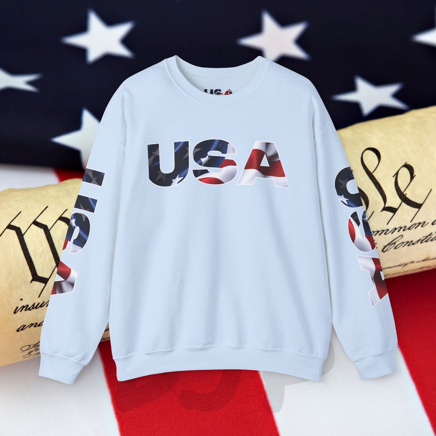Patriotic USA Crewneck Sweatshirt - Unisex Heavy Blend - American Pride - National Pride Gift - S-5XL