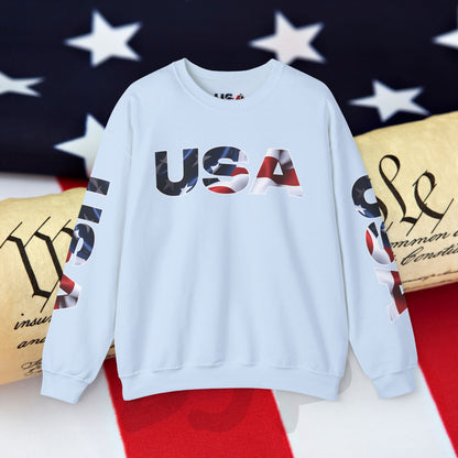 Patriotic USA Crewneck Sweatshirt - Unisex Heavy Blend - American Pride - National Pride Gift - S-5XL
