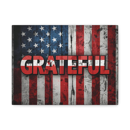 Grateful American Flag Wall Art | Patriotic Canvas Decor, Home Wall Decor, Inspirational Gift, 4th of July Decoration, Veteran's Day
