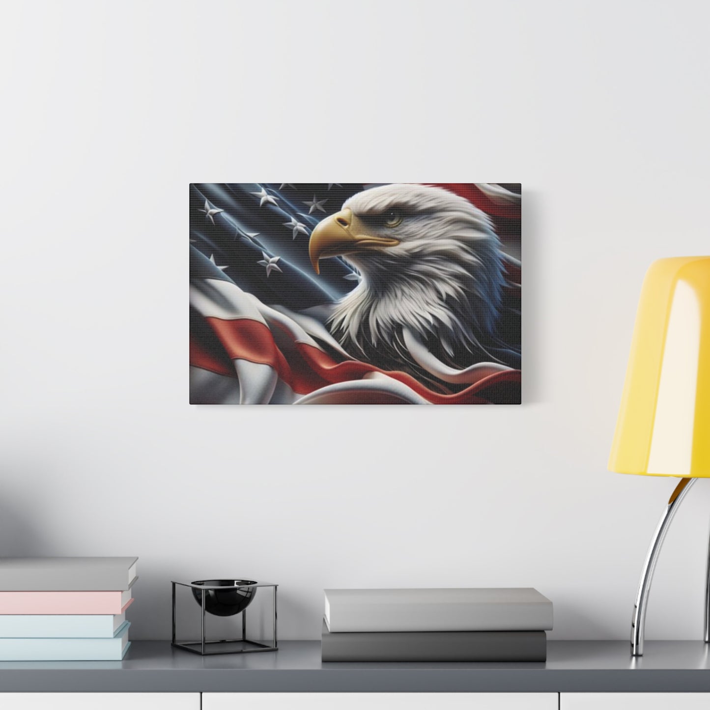 Patriotic Eagle Gallery Wrapped Canvas Art - American Flag Wall Decor - Red White Blue - USA Pride - Holiday Gift -  4th of July Home Decoration - Veteran Gift -  USA Theme Art - Print On Sides - Mirror Sides -