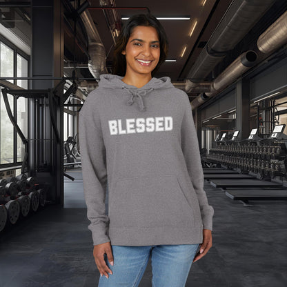 Blessed Hoodie — Cozy French Terry Pullover - with - White - Bold Front & Back Text - Holiday Gift - Fitness