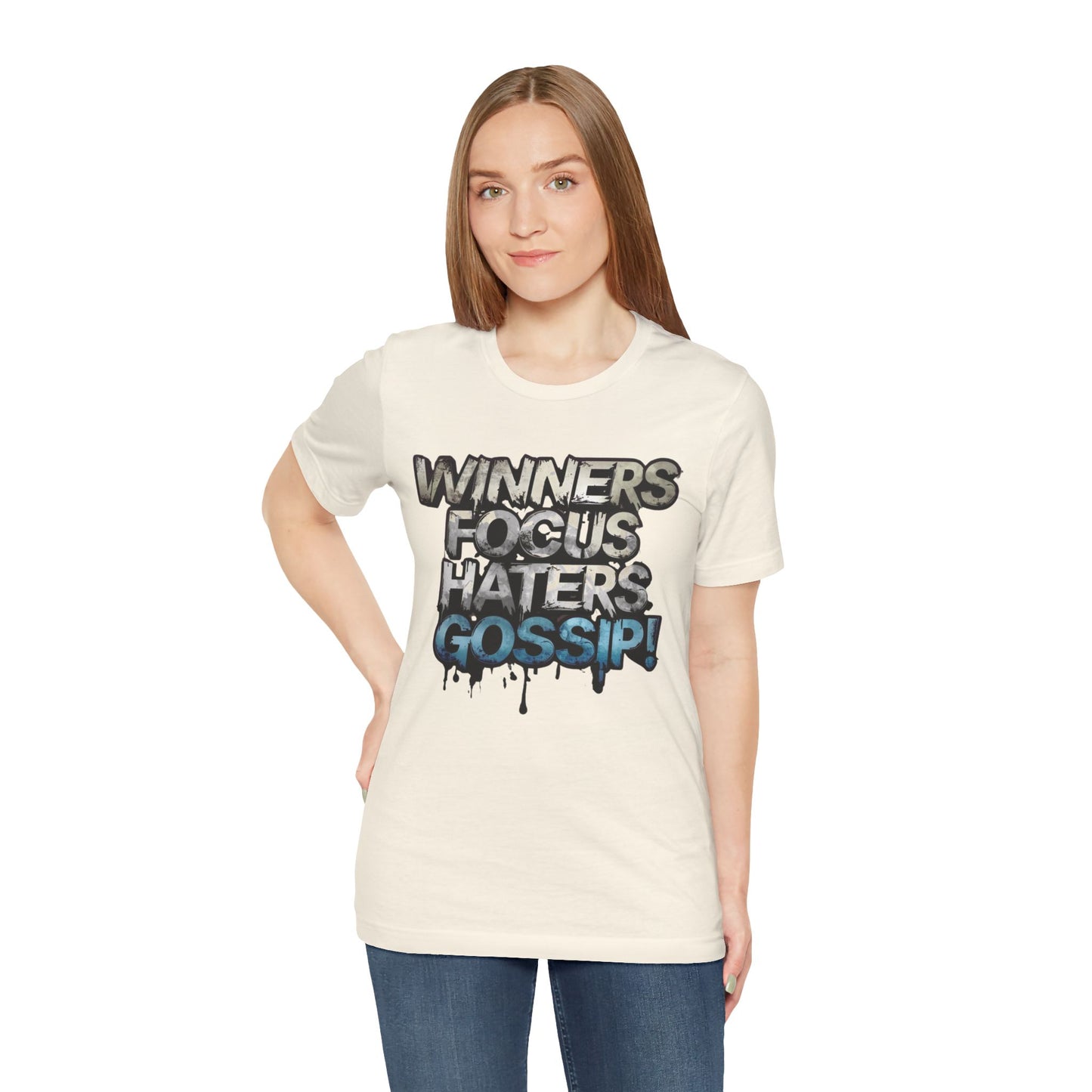 Winners Focus Haters Gossip - Motivational T-Shirt - Bold Graphic Tee - Unisex XS-4XL