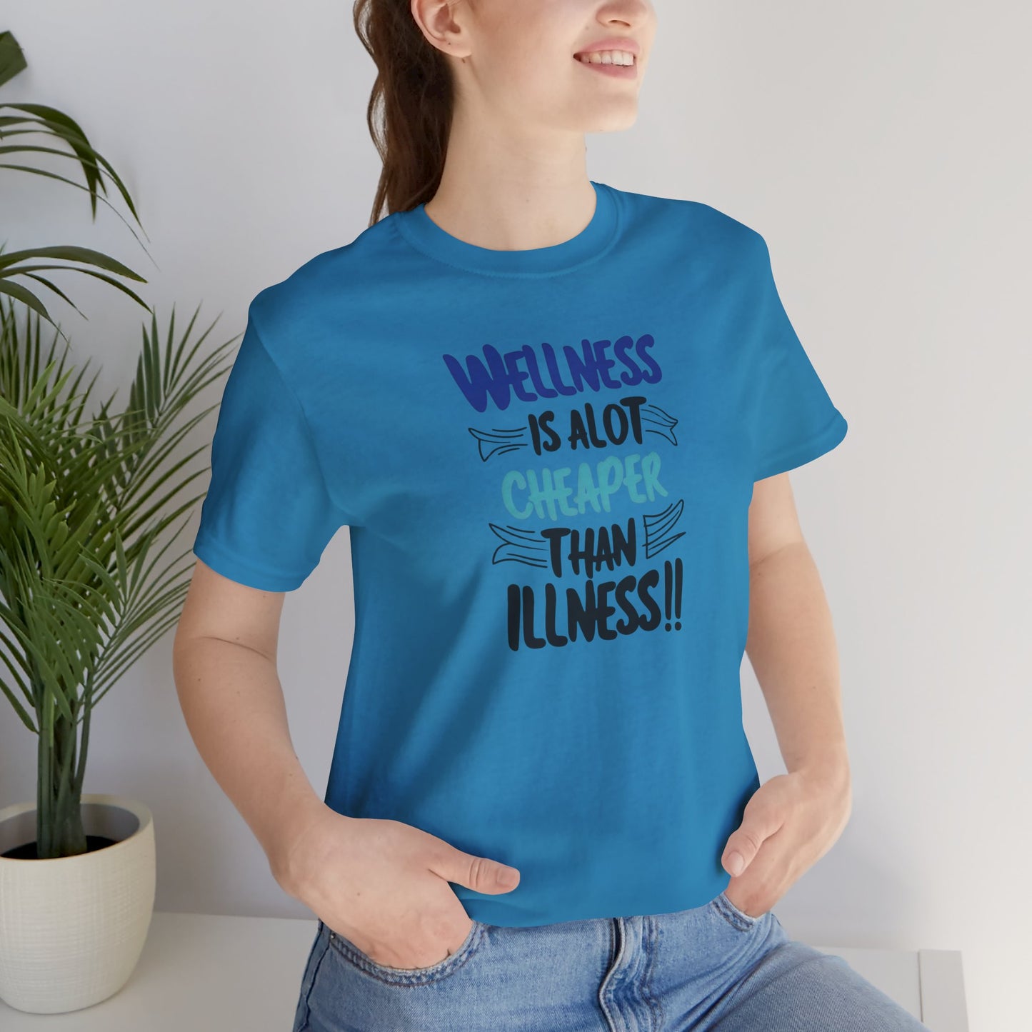 Wellness Awareness Unisex Tee - Wellness Is Alot Cheaper Than Illness!! - Design - S - 3XL - Motivational Health T-Shirt for Self-Care Enthusiasts - Gift for Wellness Events - Positive Vibe Shirt -  [...]