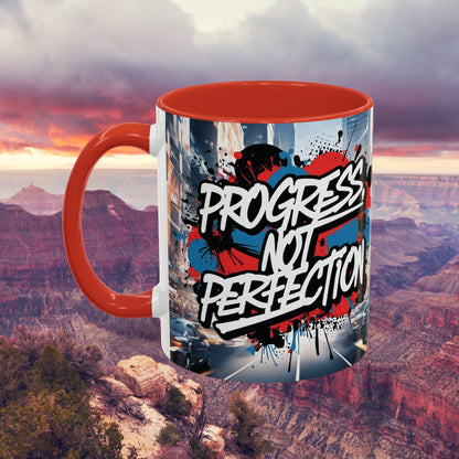 Progress Not Perfection! Graffiti Style Mug - Vibrant Design - 11oz/15oz - 8 Colors