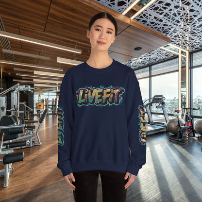 Live Fit Crewneck Sweatshirt - Trendy Fitness Apparel -  Unisex Casual Wear -  Sports Gift -  Workout Fashion -  Street Style Sweatshirt -