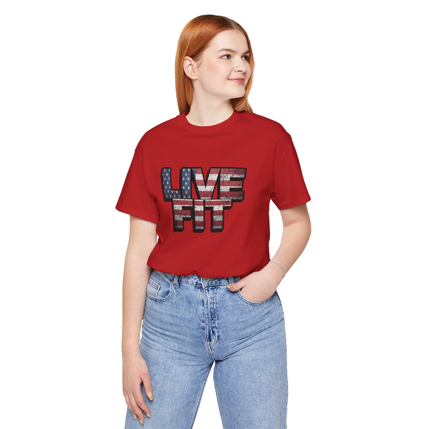 LIVE FIT Patriotic T-Shirt - American Flag Red White Blue - Unisex Fitness Tee