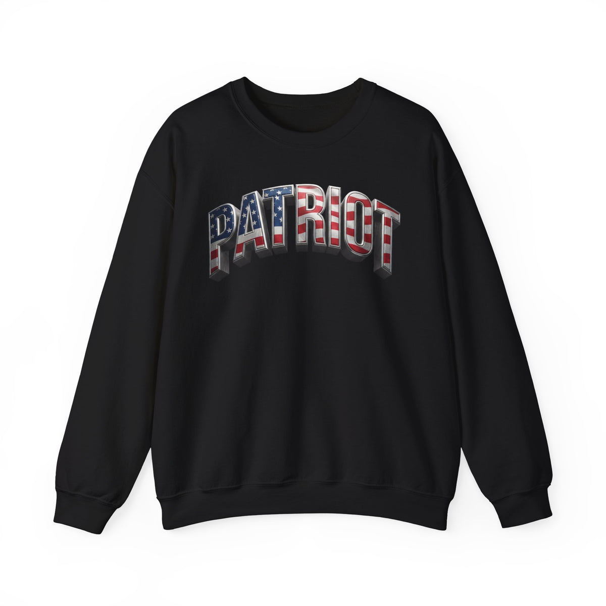 Patriot Crewneck Sweatshirt — American Flag Text Graphic