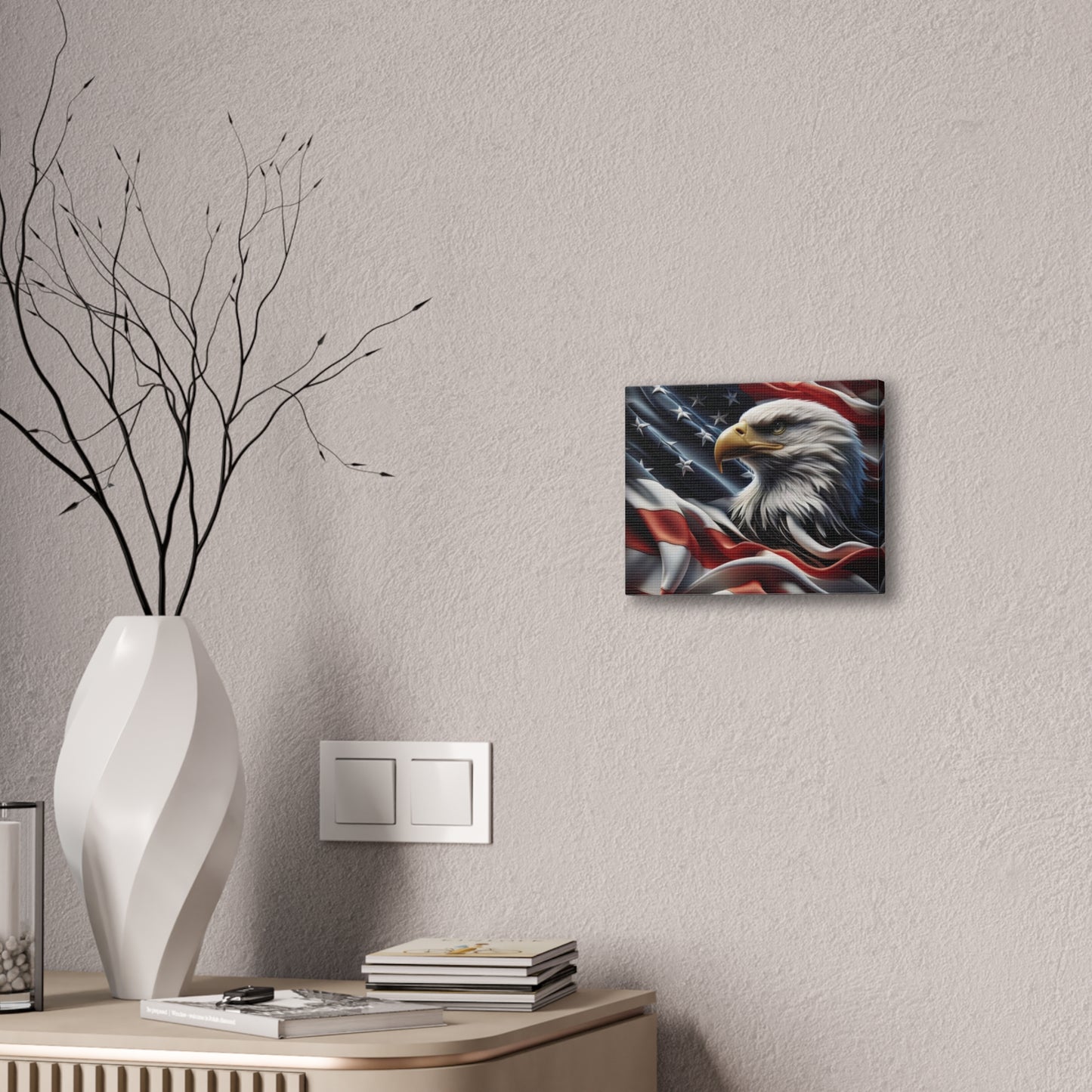 Patriotic Canvas Wall Art - American Eagle - American Flag Background Design - Red White Blue - Home Decor for Veterans -  Memorial Day -  Independence Day -  Holiday Gifts -