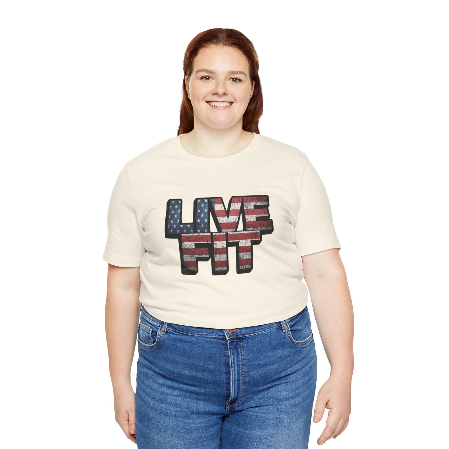 LIVE FIT Patriotic T-Shirt - American Flag Red White Blue - Unisex Fitness Tee