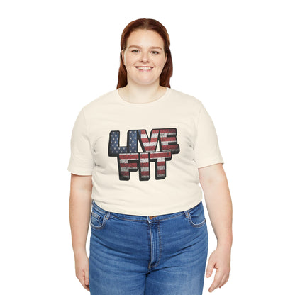 LIVE FIT Patriotic T-Shirt - American Flag Red White Blue - Unisex Fitness Tee
