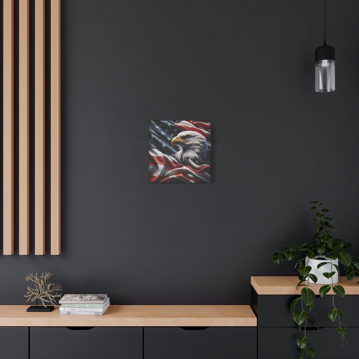 Patriotic Eagle Gallery Wrapped Canvas Art - American Flag Wall Decor - Red White Blue - USA Pride - Holiday Gift -  4th of July Home Decoration - Veteran Gift -  USA Theme Art - Print On Sides - Mirror Sides -