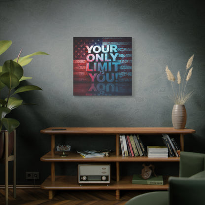 Gallery Wrapped - Motivational Canvas Wall Art - Your Only Limit Is You! - Inspirational Decor for Home Office - Inspirational Gift - Vintage American Flag - Limitless Living - Personal [...]
