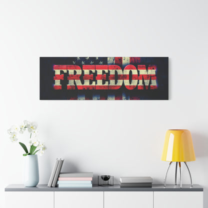 Patriotic Wall Art Print - Freedom Design Canvas Decor - American Flag Red White & Blue Artwork - Christmas Gifts - Independence Day Decoration - Home Gallery Piece -