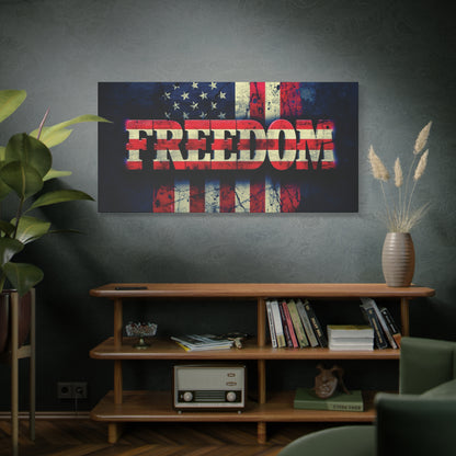 Patriotic Wall Art Print - Freedom Design Canvas Decor - American Flag Red White & Blue Artwork - Christmas Gifts - Independence Day Decoration - Home Gallery Piece -