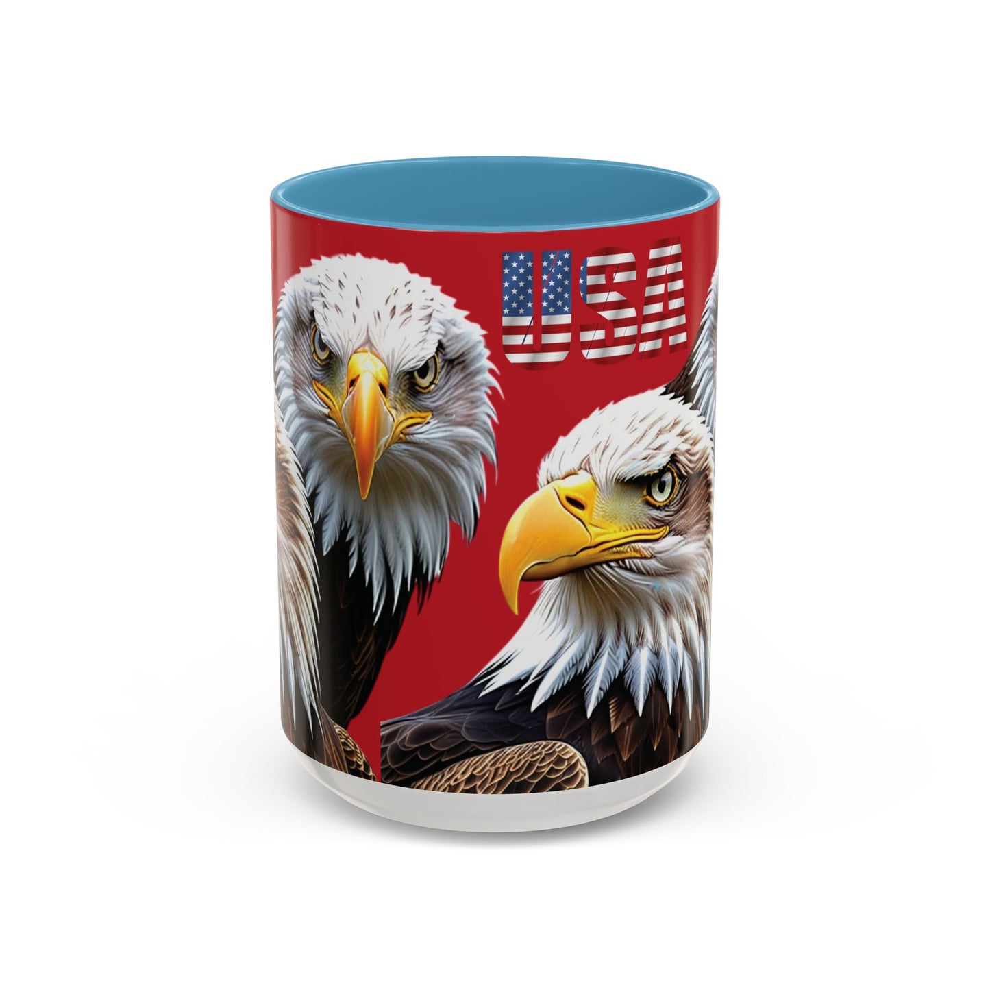 Patriotic Bald Eagle Accent Mug - Red White & Blue - 11oz/15oz - 4 Colors