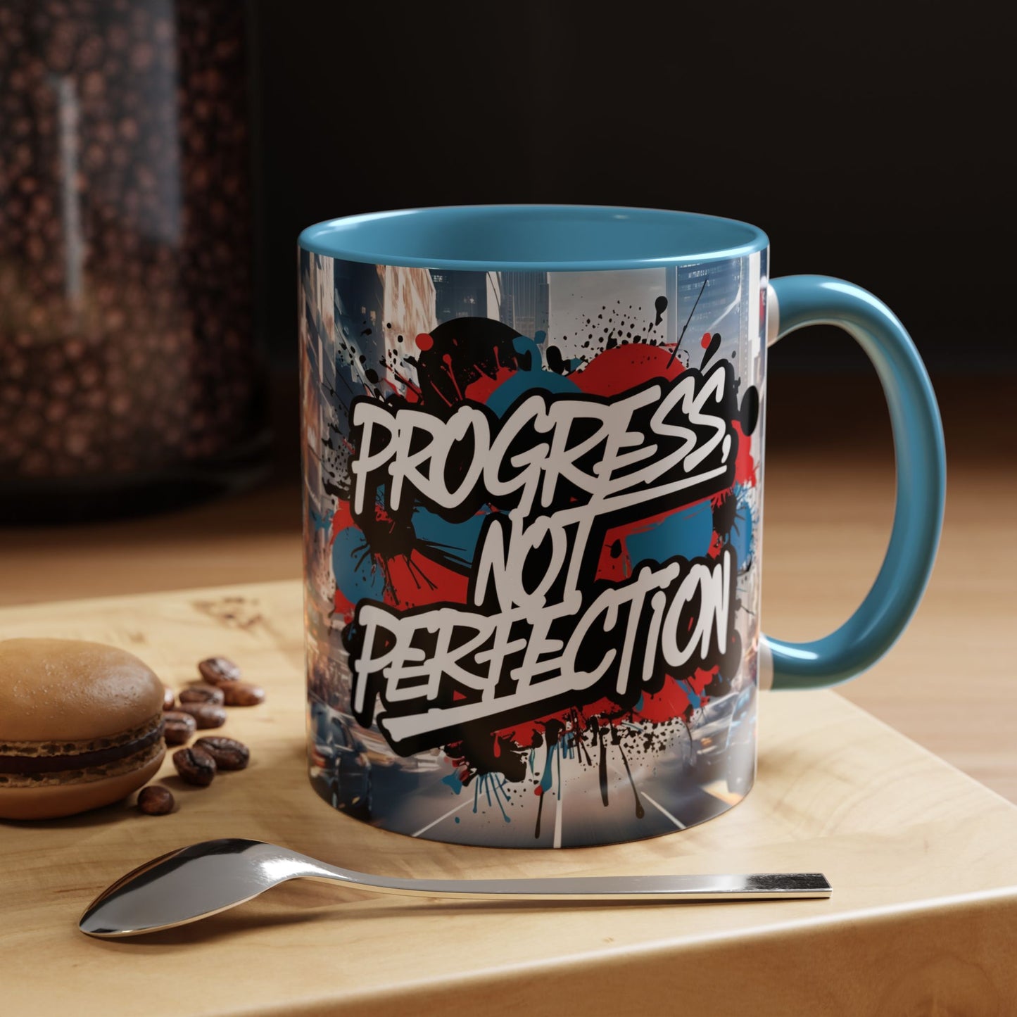 Progress Not Perfection! Graffiti Style Mug - Vibrant Design - 11oz/15oz - 8 Colors