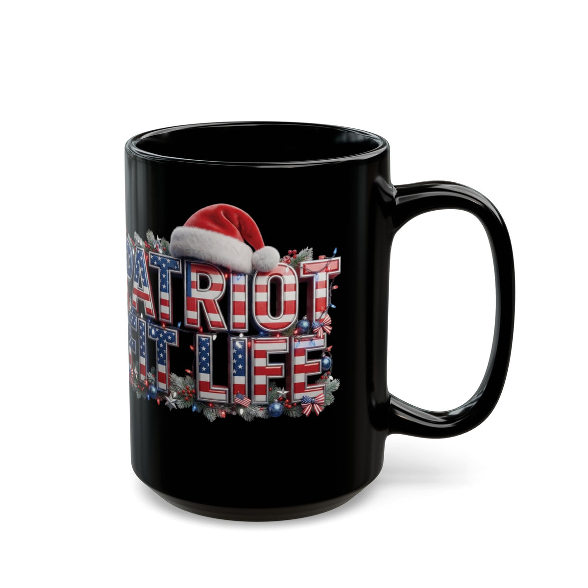 Patriot Fit Life Christmas Coffee Mug - Centered Santa Hat & Ornaments | 11oz & 15oz