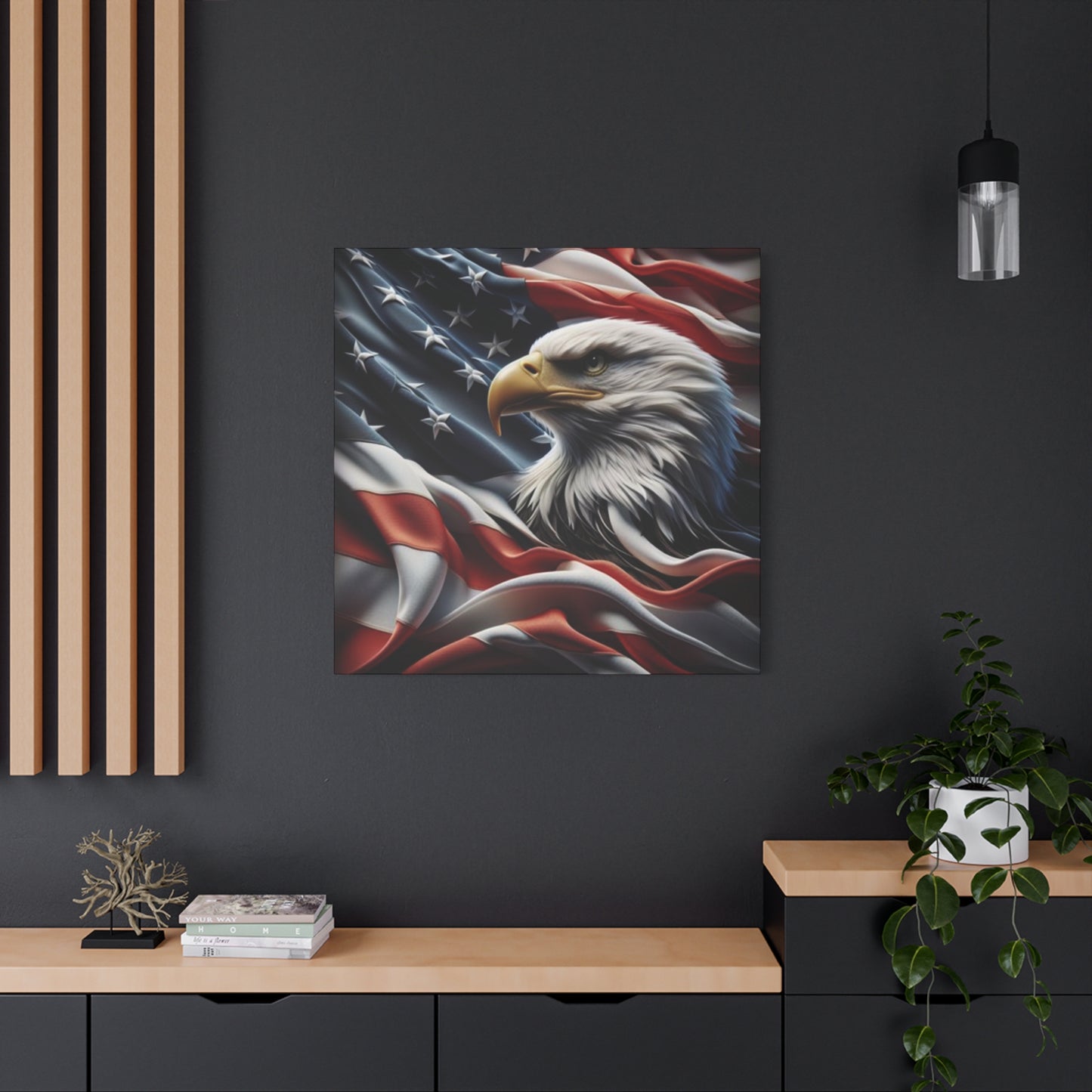 Patriotic Eagle Gallery Wrapped Canvas Art - American Flag Wall Decor - Red White Blue - USA Pride - Holiday Gift -  4th of July Home Decoration - Veteran Gift -  USA Theme Art - Print On Sides - Mirror Sides -