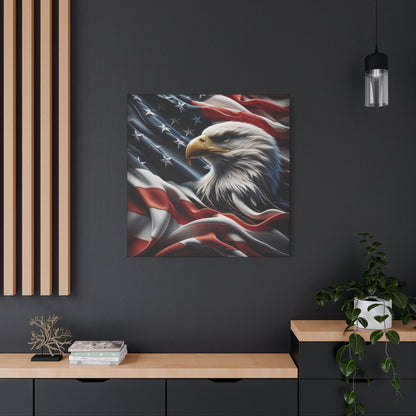 Patriotic Eagle Gallery Wrapped Canvas Art - American Flag Wall Decor - Red White Blue - USA Pride - Holiday Gift -  4th of July Home Decoration - Veteran Gift -  USA Theme Art - Print On Sides - Mirror Sides -
