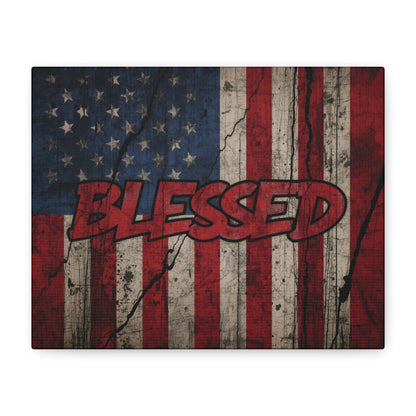 Stunning - Blessed - Patriotic Canvas Wall Art - Americana Decor - Home Wall Decoration - Rustic Flag Artwork -  US Flag Decor -