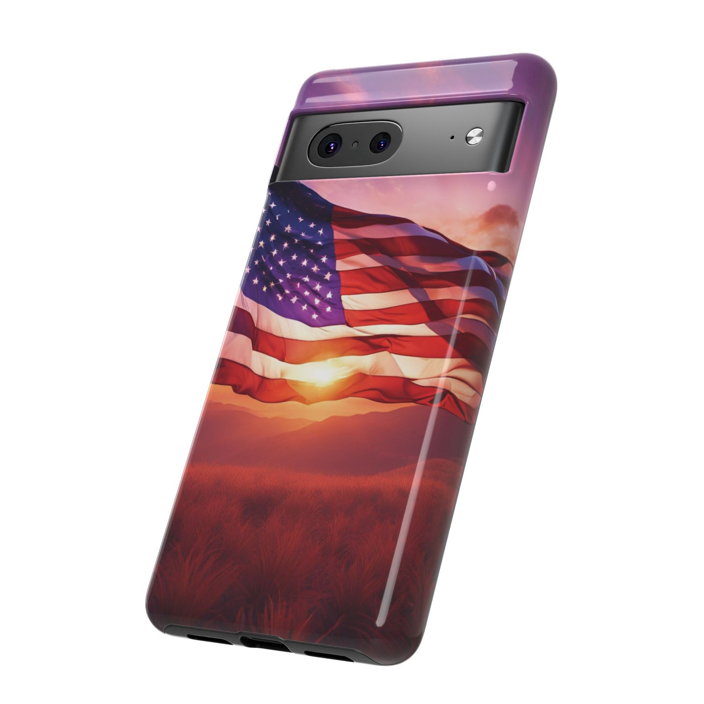 Stylish Phone Case - American Flag At Sunset Design - Patriotic Gift for Veterans - Independence Day -  Summer Vibes -