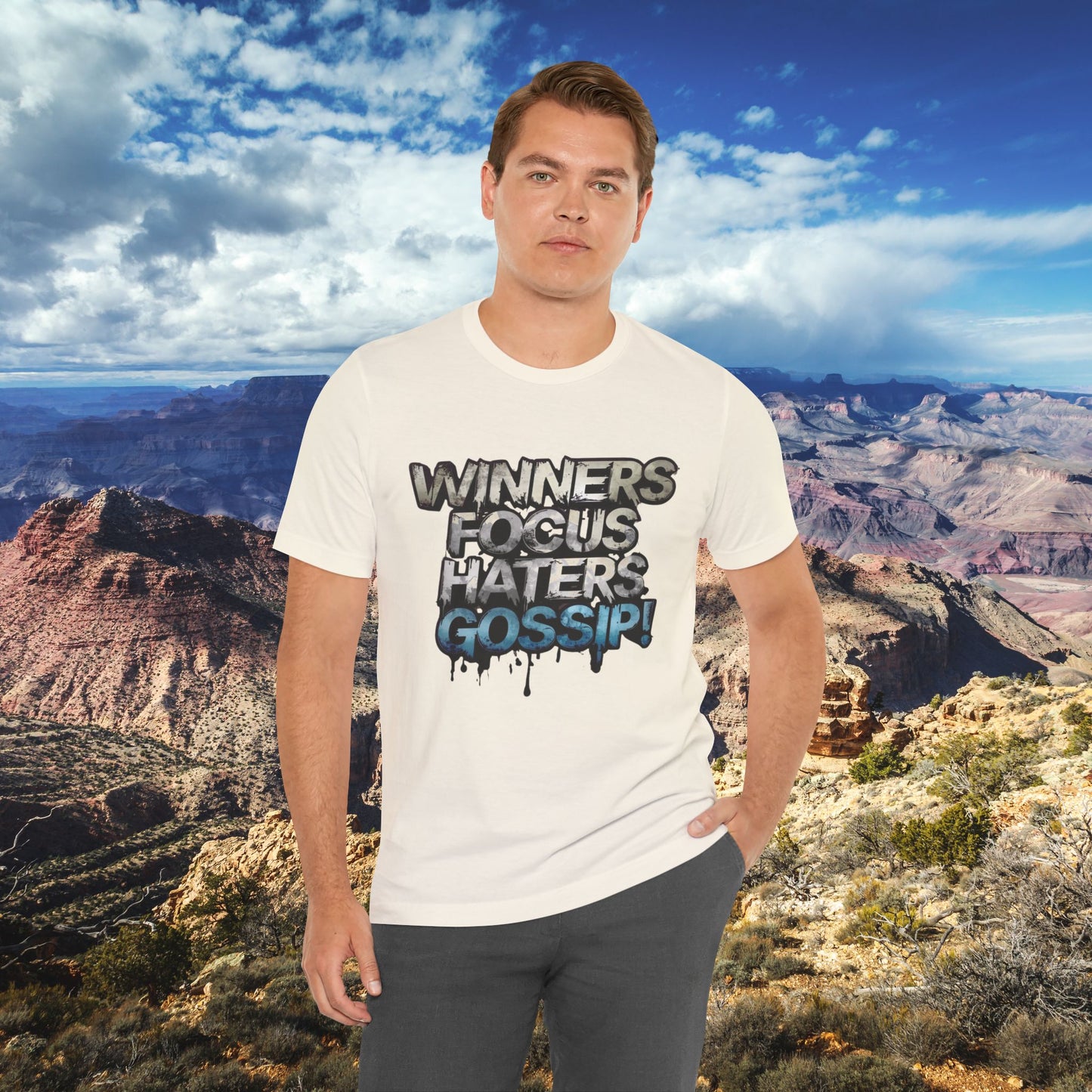 Winners Focus Haters Gossip! Tee - Motivational Graphic Shirt -  Unisex Tee for Casual Wear -  Gift for Friends -  Streetwear Fashion