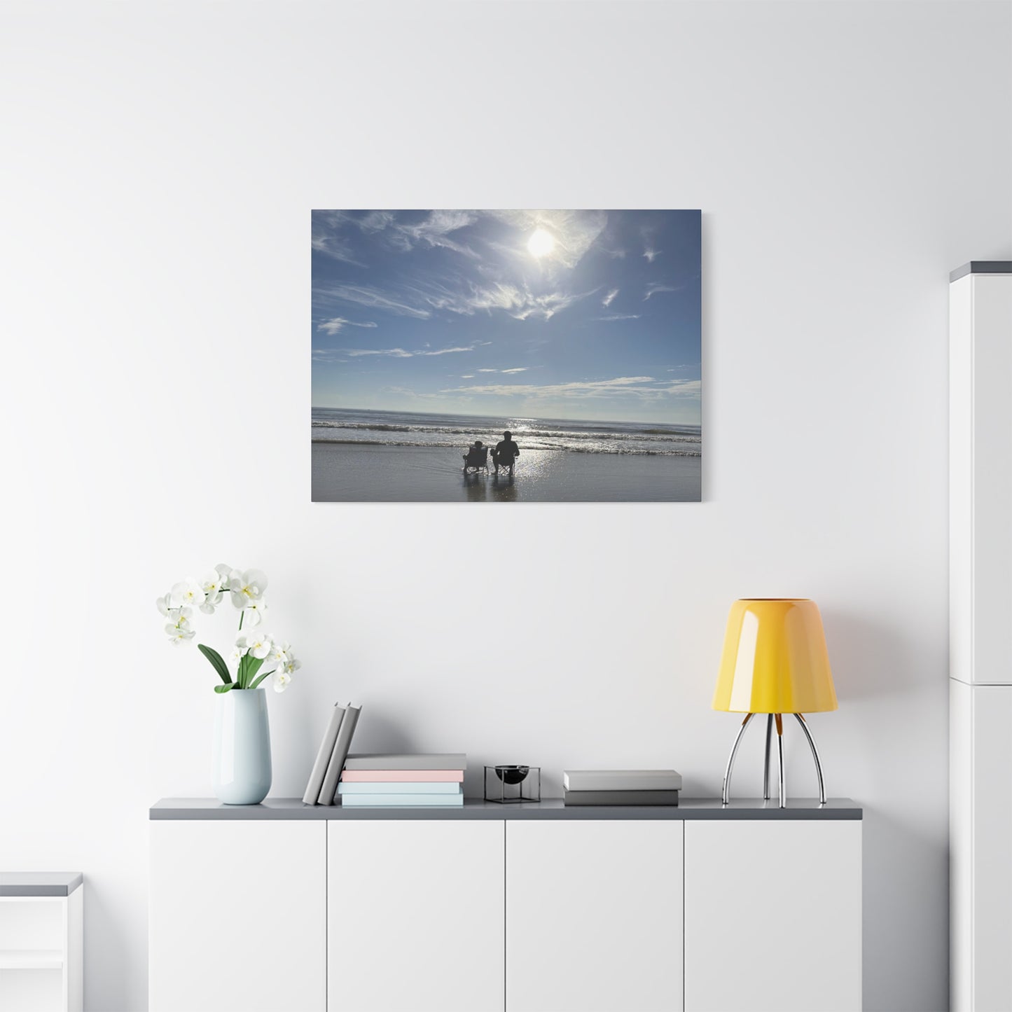 Beach Sunset Canvas Art, Stretched Canvas Print, Coastal Home Decor, Ocean Wall Art, Serene Landscape Painting