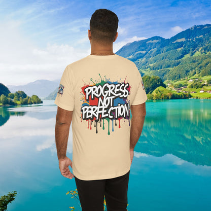 💥 Vibrant   💥   Eye-catching   💥   Motivational    💥 All  Over Print   💥 Unisex T-shirt  💥   Progress  Not  Perfection   💥  Art-Inspired   💥  Apparel  💥  Sizes  XS  x  4XL 💥