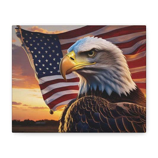 Patriotic Red Eagle Canvas Wall Art, Stretched Eagle Art - Red White Blue - American Flag Decor - Veteran's Day Gift - 4th of July Decoration, Home Gallery Wall