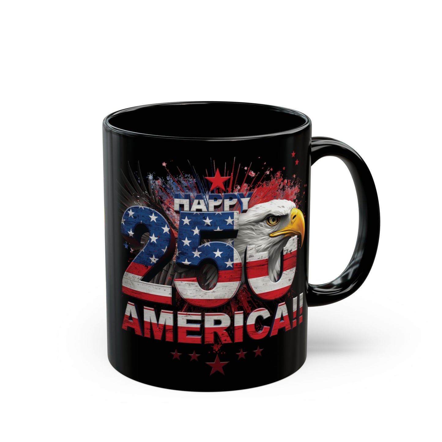 Happy 250th Birthday America Mug | 1776-2026 Patriotic Eagle Flag Black Coffee Cup
