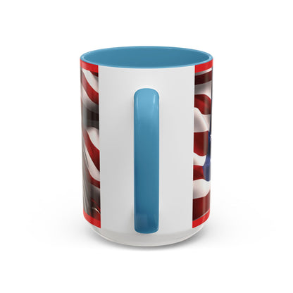 Patriotic Bald Eagle Coffee Mug – American Flag Accent Cup for Proud Americans & Veterans (11oz & 15oz, Multiple Colors)