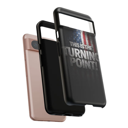 Stunning Patriotic Protective Cell Phone Case -  Charlie Kirk - This Is The Turning Point! - Red White Blue - Beautiful American Flag Backdrop Design - Perfect Gift for Everyday Use, Durable Cover, Stylish Protection
