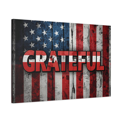 Grateful American Flag Wall Art | Patriotic Canvas Decor, Home Wall Decor, Inspirational Gift, 4th of July Decoration, Veteran's Day