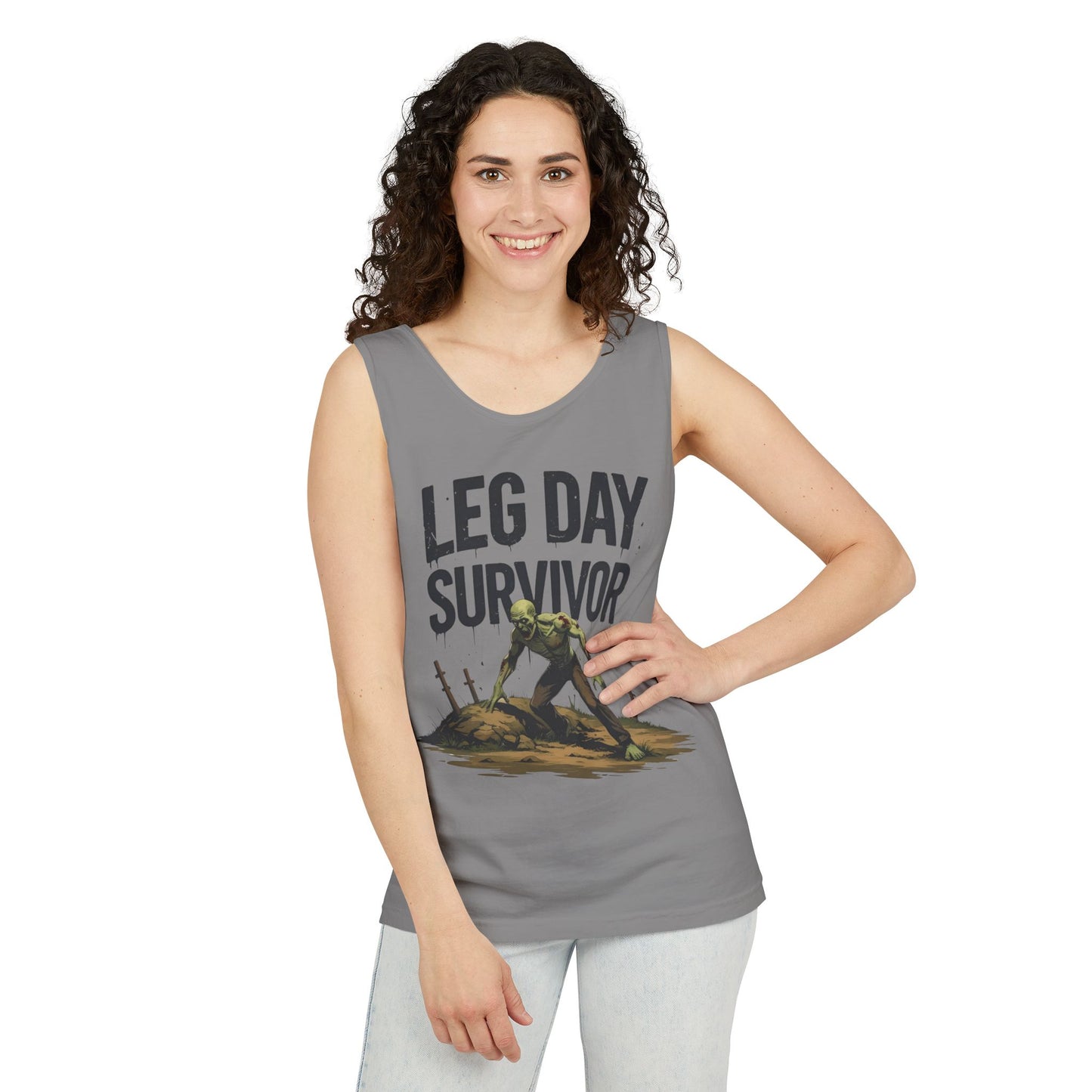 Leg Day Survivor! - Garment-Dyed Tank Top - Funny Gym Tank - Unisex Fitness Apparel - XS-3XL