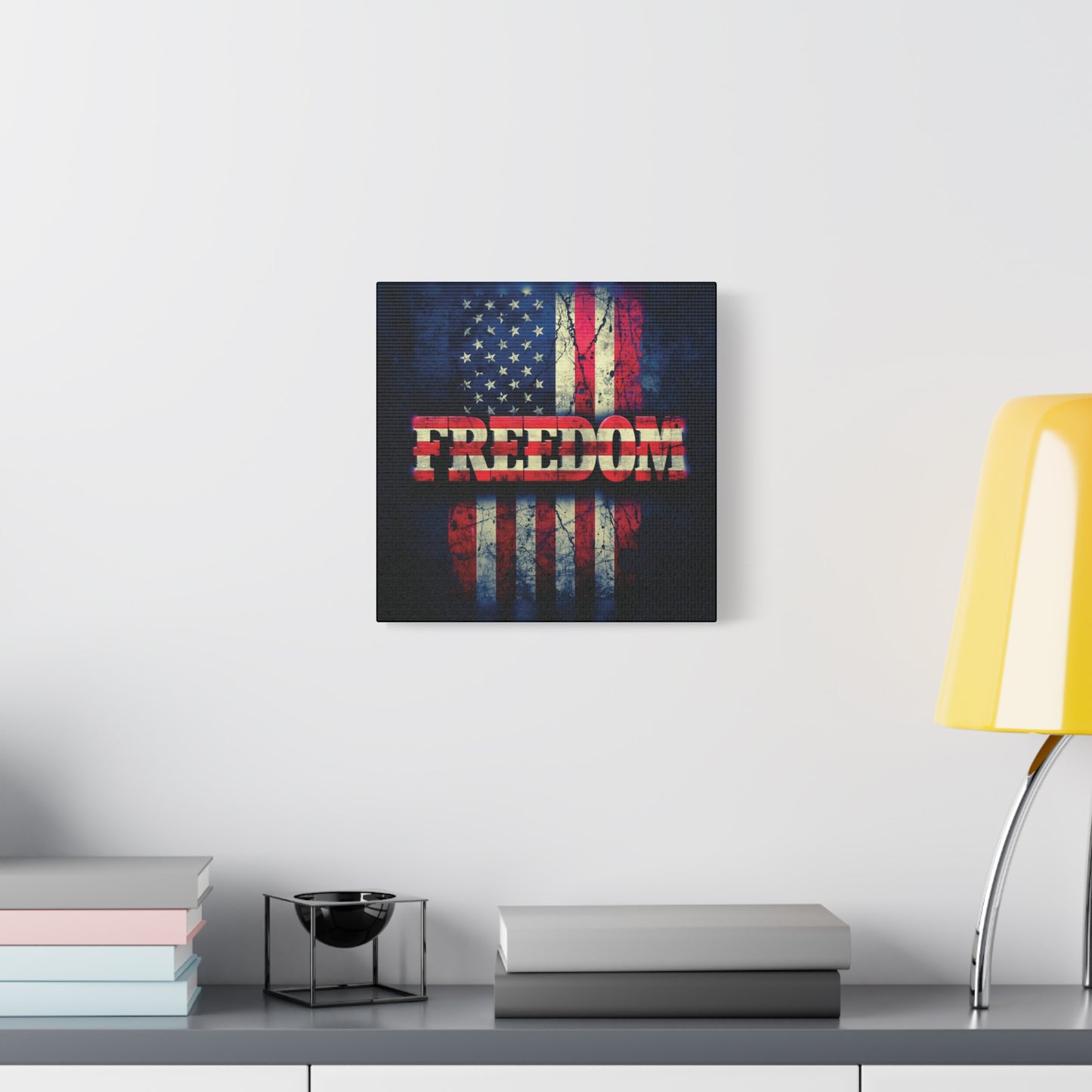 Patriotic Wall Art Print - Freedom Design Canvas Decor - American Flag Red White & Blue Artwork - Christmas Gifts - Independence Day Decoration - Home Gallery Piece -
