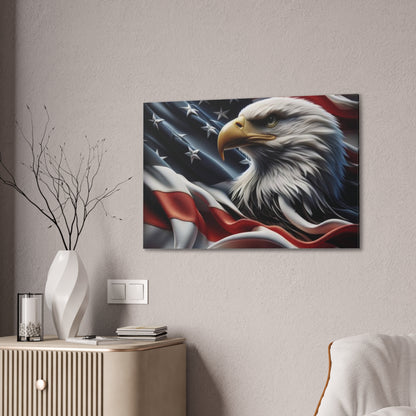 Patriotic Canvas Wall Art - American Eagle - American Flag Background Design - Red White Blue - Home Decor for Veterans -  Memorial Day -  Independence Day -  Holiday Gifts -