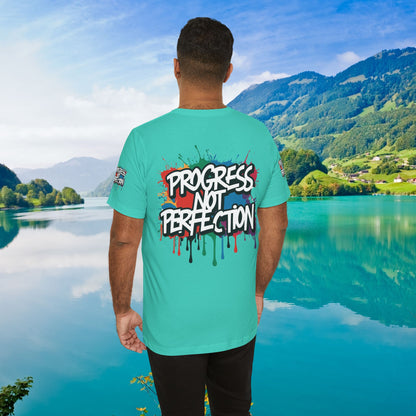 💥 Vibrant   💥   Eye-catching   💥   Motivational    💥 All  Over Print   💥 Unisex T-shirt  💥   Progress  Not  Perfection   💥  Art-Inspired   💥  Apparel  💥  Sizes  XS  x  4XL 💥