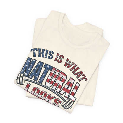 American Flag Natural Looks Fitness T-Shirt | Patriotic Gym Tee