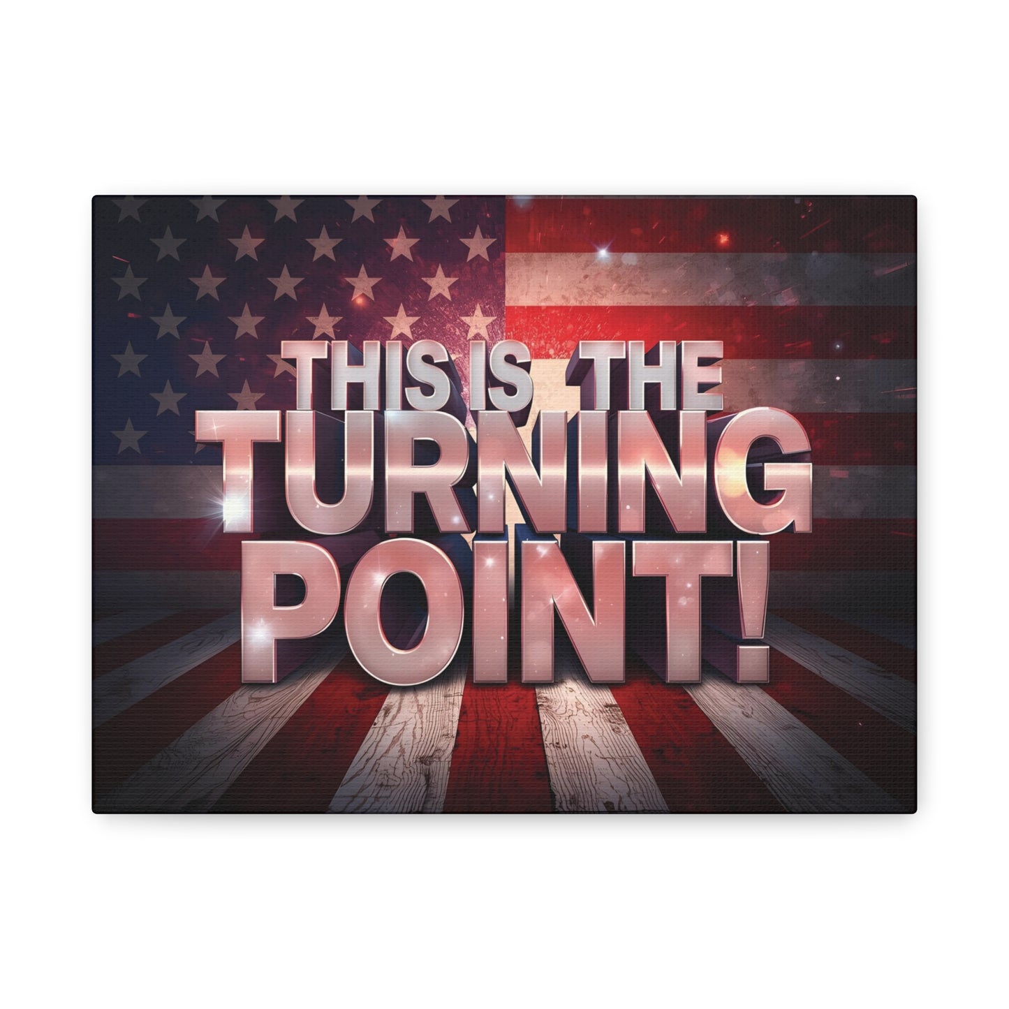 Gallery Wrapped Canvas Wall Art - Charlie Kirk Inspired - This Is The Turning Point! - Red White Blue - American Flag Backdrop Design - Multiple Sizes -