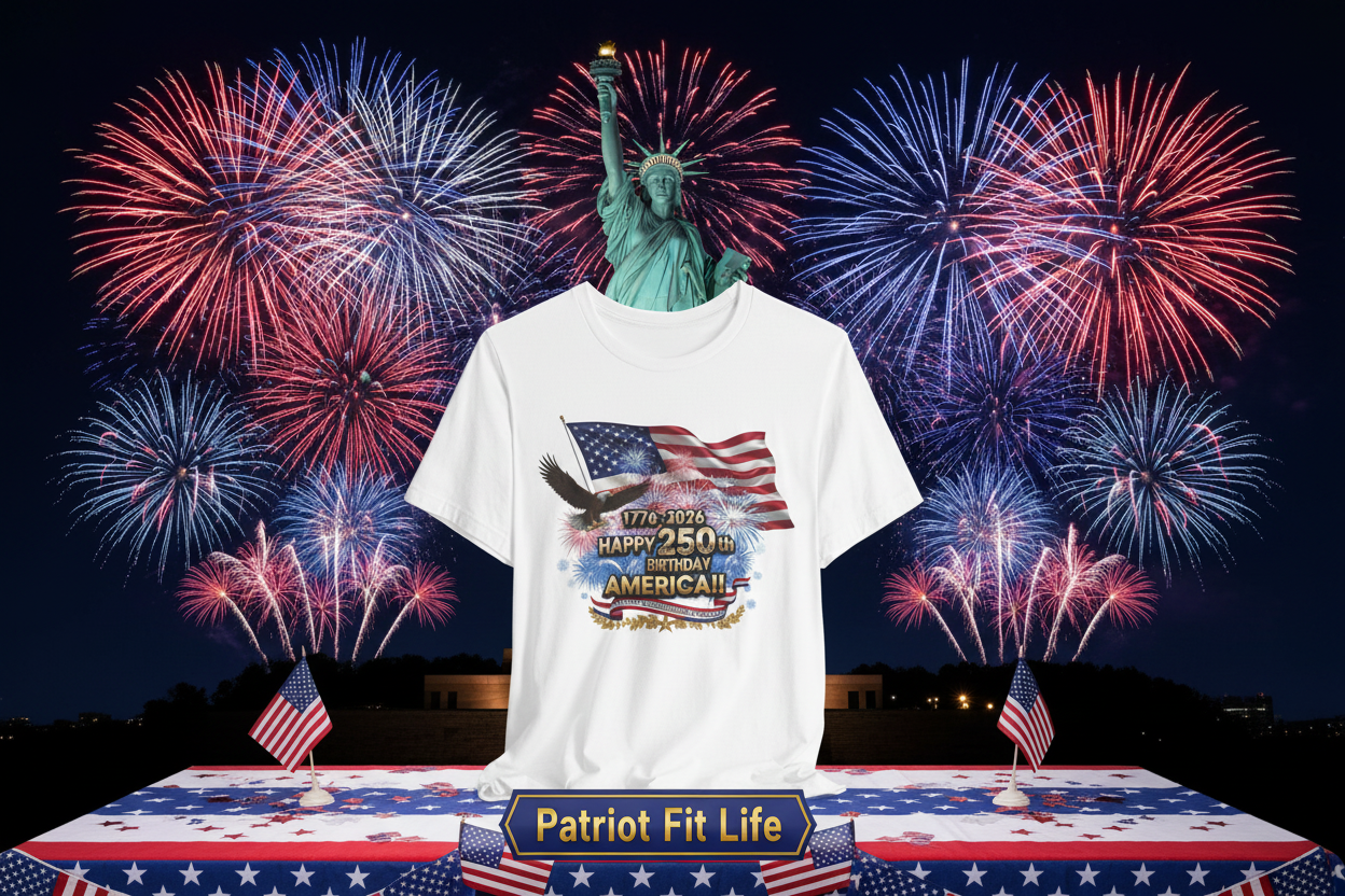 Happy 250th Birthday America T-Shirt | Patriotic Eagle & Flag Tee 1776–2026