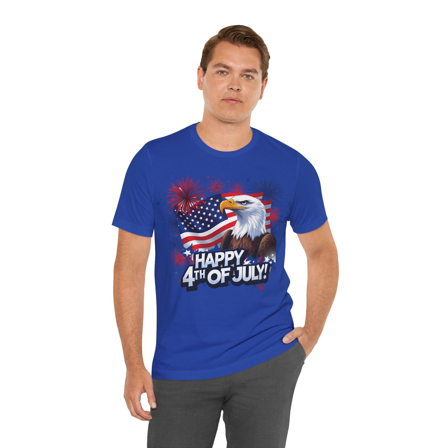 Happy 4th of July Graphic T-Shirt - Patriotic Bald Eagle - American Flag Tee - XS-4XL