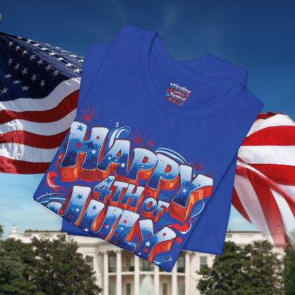 Happy 4th Of July, Print Design T-Shirt, Independence Day, American Flag, Bald Eagle, Red White Blue