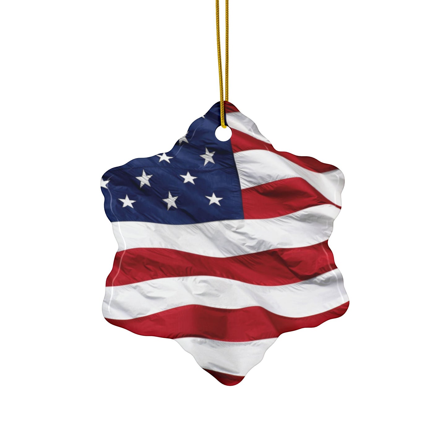 Patriotic - American Flag - Red White & Blue - Ceramic Ornaments - 2-Sided Holiday Decor -  Set of 1, 3, 5, or 10