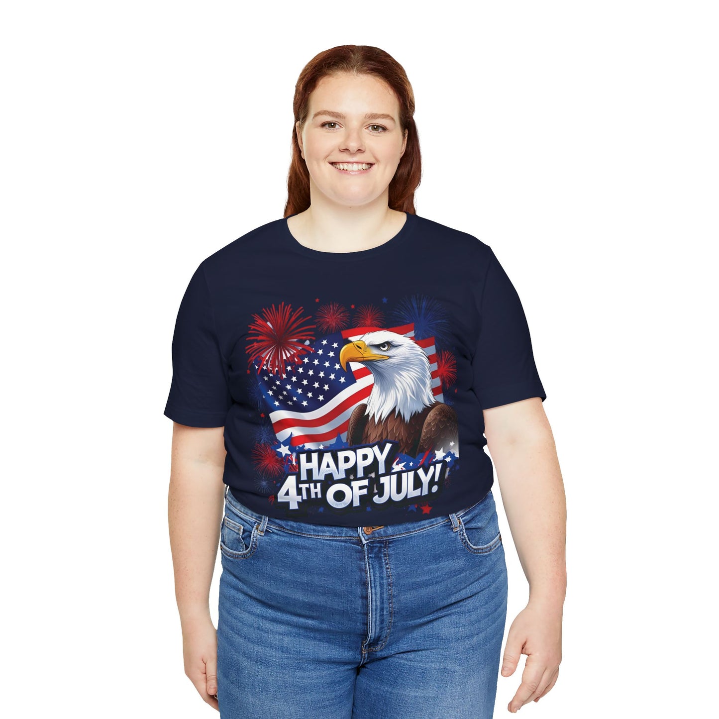 Happy 4th of July Graphic T-Shirt - Patriotic Bald Eagle - American Flag Tee - XS-4XL