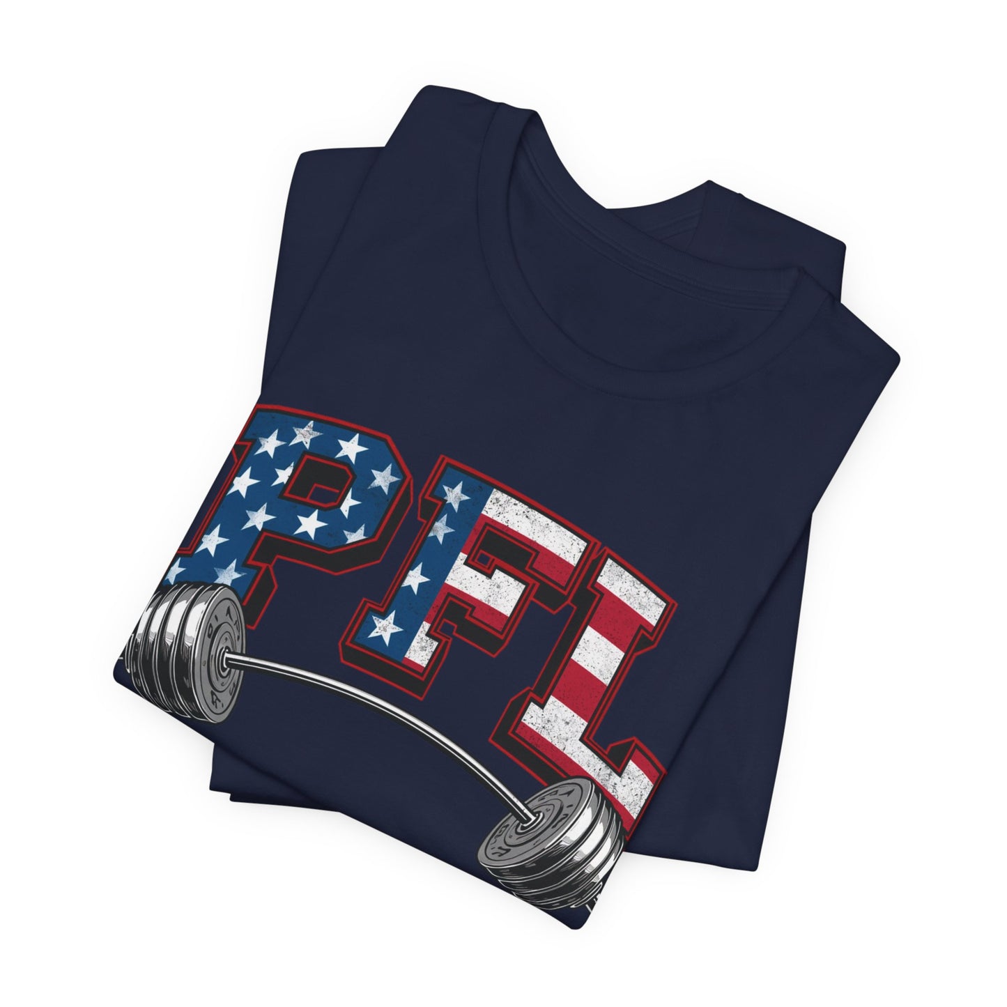 PFL Patriot Fit Life T-Shirt | American Flag Barbell Weightlifting Tee – LIVE FIT