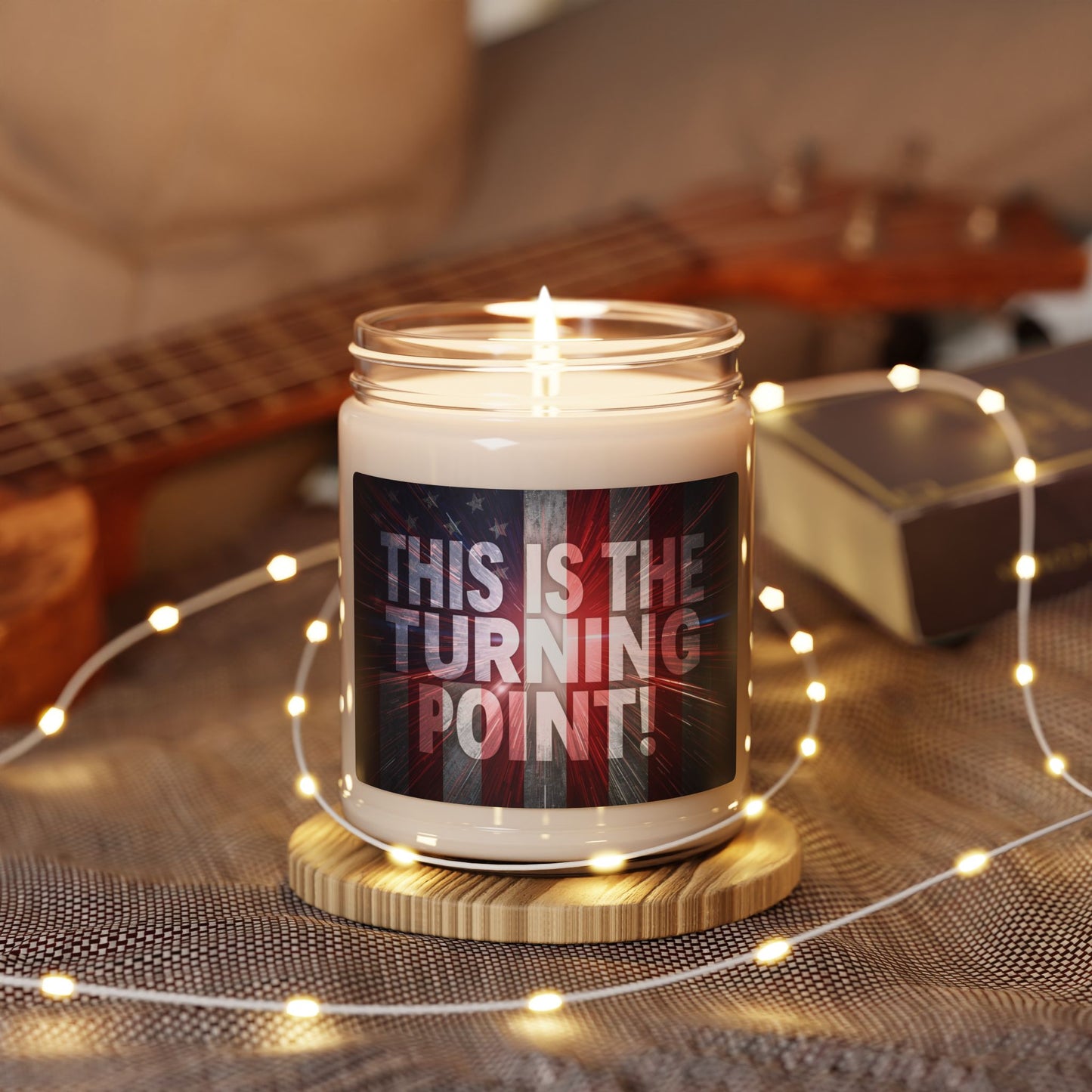 This Is The Turning Point! - Red White Blue - American Flag Backdrop Design - Scented Patriotic Candle - 8 Scented - 1 Unscented - 9oz - Burn Time 50-60 Hours - Reusable Glass Vessel